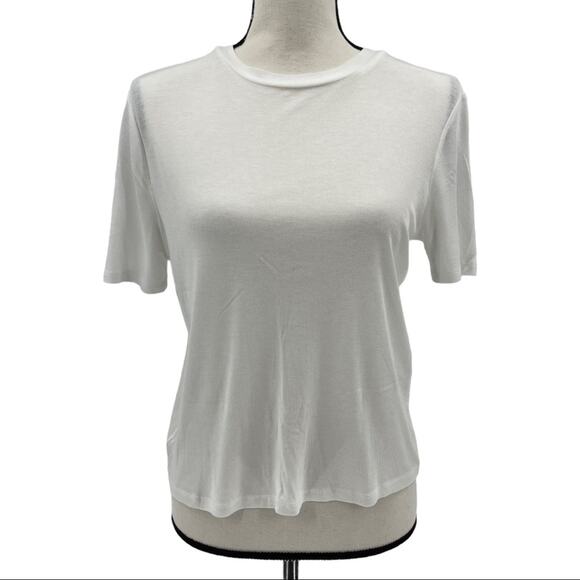 Zara Women's White Short Sleeve Crewneck Lightweight T-Shirt Size Large L - Picture 1 of 12